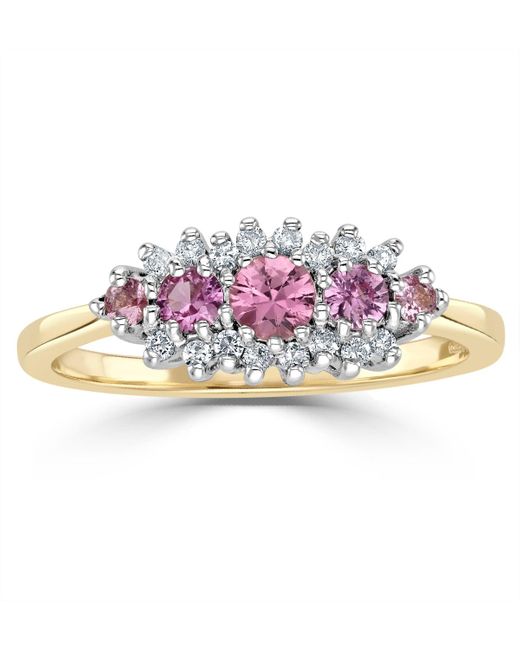 The Diamond Store Multicolor Sapphire And 0.12Ct Diamond Ring 9K