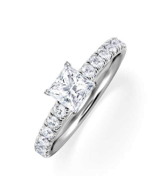 The Diamond Store White Katerina Lab Princess Diamond Engagement Ring 0.85Ct F/Vs1