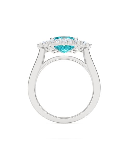 The Diamond Store Blue 6.10Ct Oval Cut Lab Paraíba Yag Halo Ring