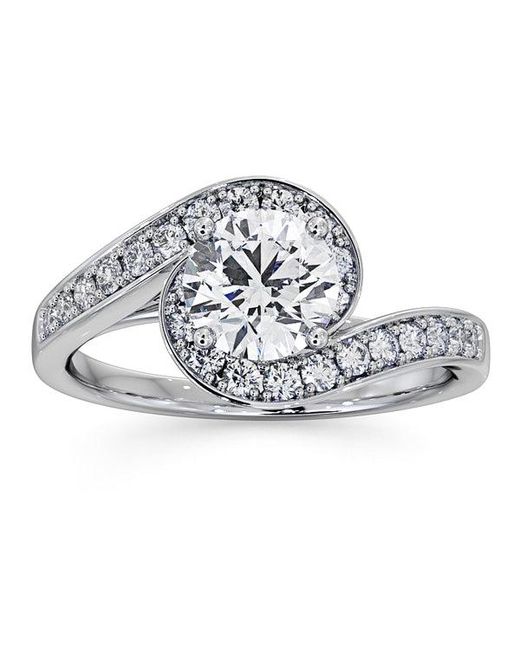 The Diamond Store Metallic Anais Gia Diamond Engagement Halo Ring 1.38Ct G/Vs2