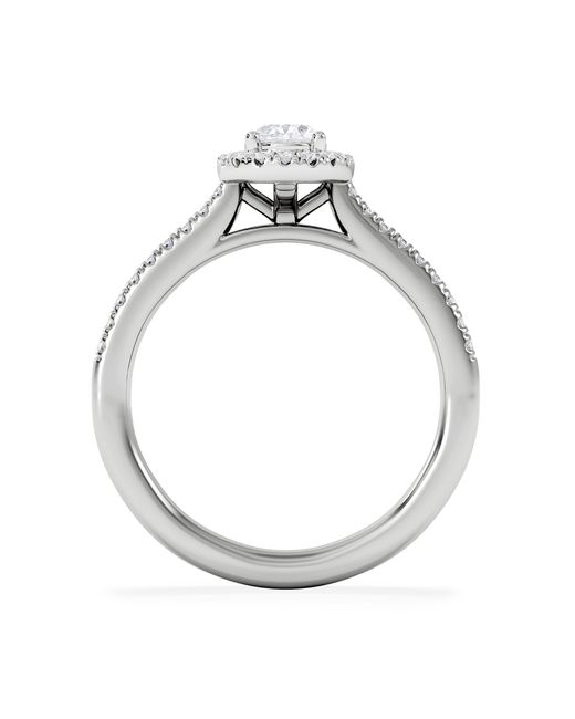 The Diamond Store White Lumia Oval Cut Lab Diamond Halo Ring 0.70Ct F/Vs
