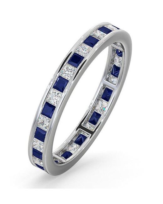 The Diamond Store Blue Eternity Ring Lauren Diamonds G/Vs And Sapphire 1.20Ct -18K