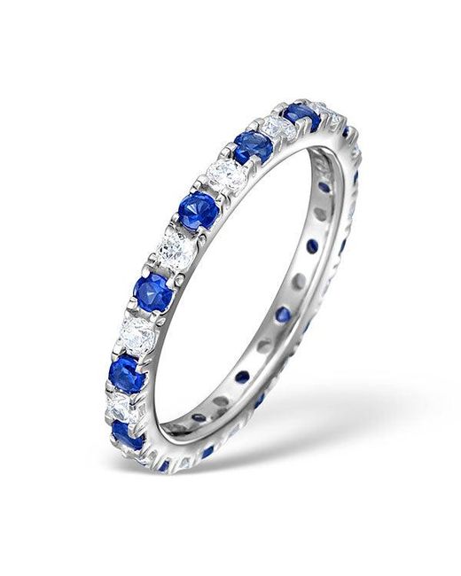 The Diamond Store Blue Sapphire 0.90Ct And H/Si Diamond Eternity Ring