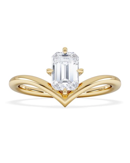 The Diamond Store Metallic Vela 1.00Ct Emerald Cut Lab Diamond Solitaire Engagement Ring
