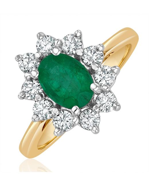 The Diamond Store Green Emerald 0.70Ct And Diamond 0.50Ct 18K Ring