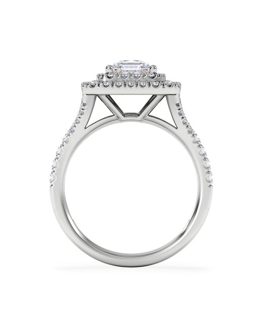The Diamond Store White Cleopatra Lab Diamond Halo Engagement Ring 18K 1.85Ct F/Vs1