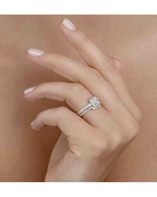 The Diamond Store Metallic Matching Lab Diamond Engagement And Wedding Ring 1Ct Vs1 18K