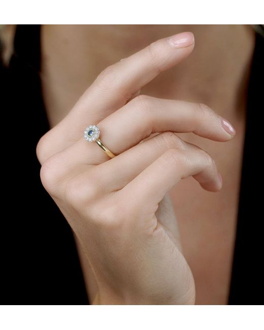 The Diamond Store Metallic Sapphire And Diamond Halo Ring