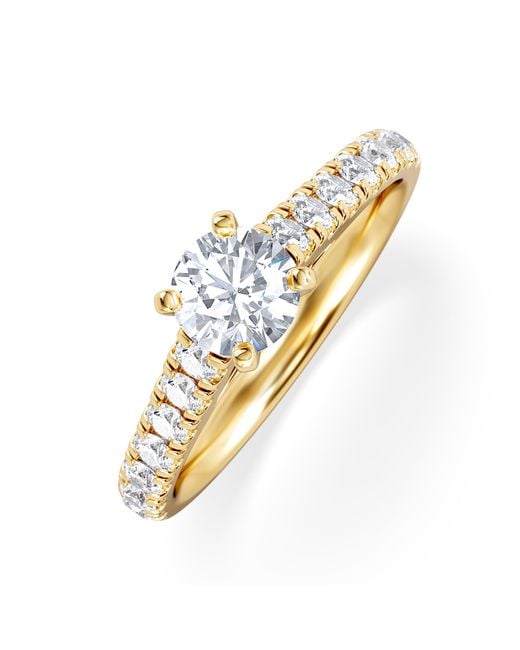 The Diamond Store Metallic Natalia Lab Diamond Engagement Side Stone Ring 18K 0.91Ct F/Vs1