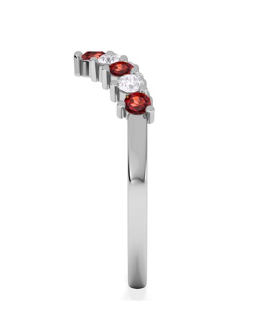 The Diamond Store White Starlit Garnet And Lab Diamond Wishbone Ring