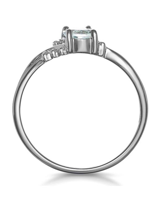 The Diamond Store Blue Aquamarine 0.70Ct And Diamond 18K Ring N4442