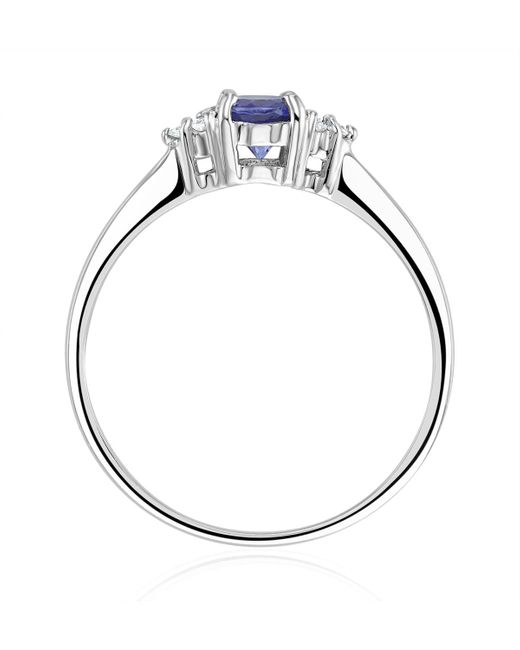 The Diamond Store Blue Tanzanite 0.35Ct And Diamond 9K Ring