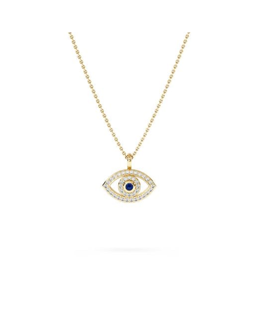The Diamond Store Metallic Evil Eye 0.21Ct Sapphire And Lab Diamond Pendant Necklace