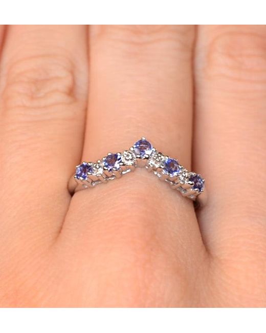 The Diamond Store Blue Diamond And Tanzanite 0.35Ct Wishbone Ring