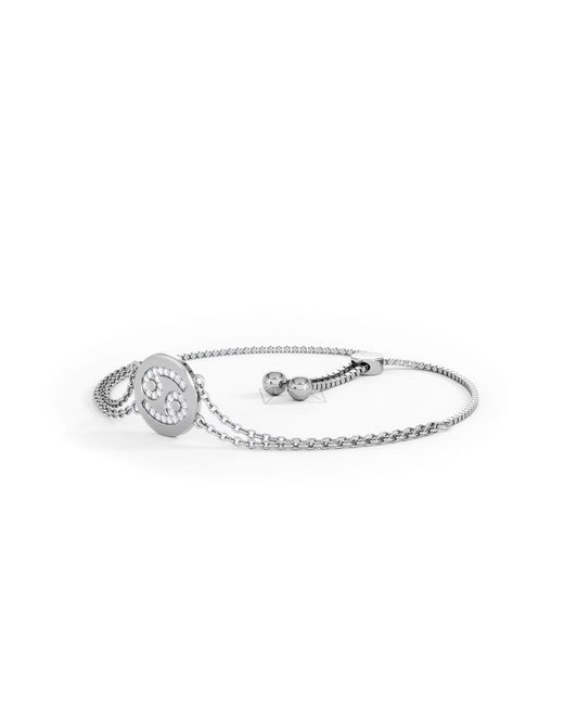 The Diamond Store White Astrology Cancer 0.07Ct Lab Grown Diamond Adjustable Medallion Bracelet Sterling
