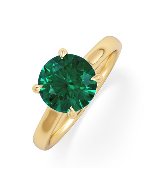 The Diamond Store Green Amora Gem 2.00Ct Round Cut Lab Emerald Hidden Halo Engagement Ring