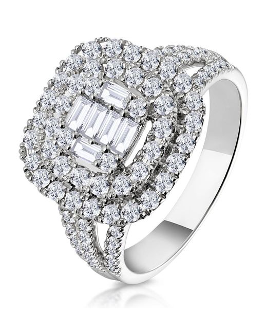 The Diamond Store Metallic 1.25Ct Asteria Collection Double Halo Diamond Ring