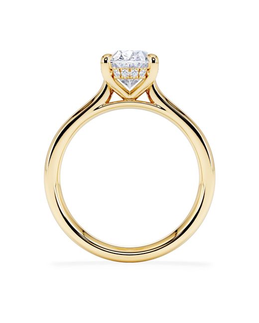 The Diamond Store Metallic Amora Oval 2.00Ct Hidden Halo Lab Diamond Engagement Ring F/Vs1 Set