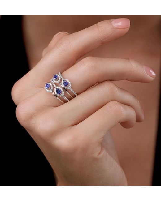 The Diamond Store Blue Sapphire And Diamond Statement Ring