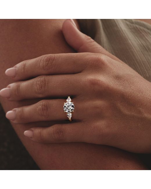 The Diamond Store Blue Adore 3.80Ct Round Cut Lab Diamond 3 Stone Engagement Ring