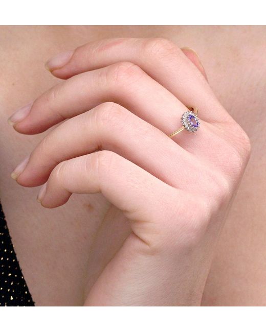 The Diamond Store Blue Tanzanite 5 X 3Mm And Diamond 9K Ring A4323Y