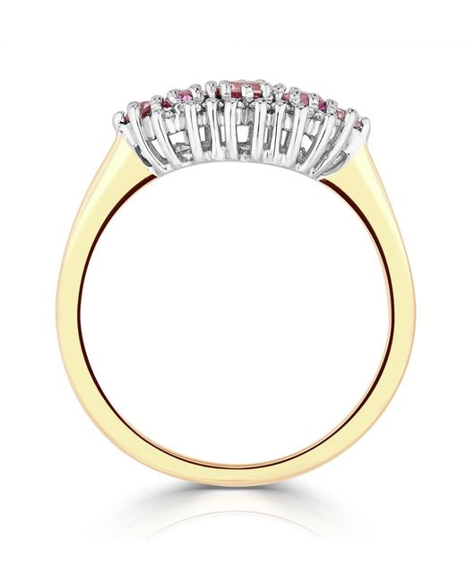 The Diamond Store Multicolor Sapphire And 0.12Ct Diamond Ring 9K