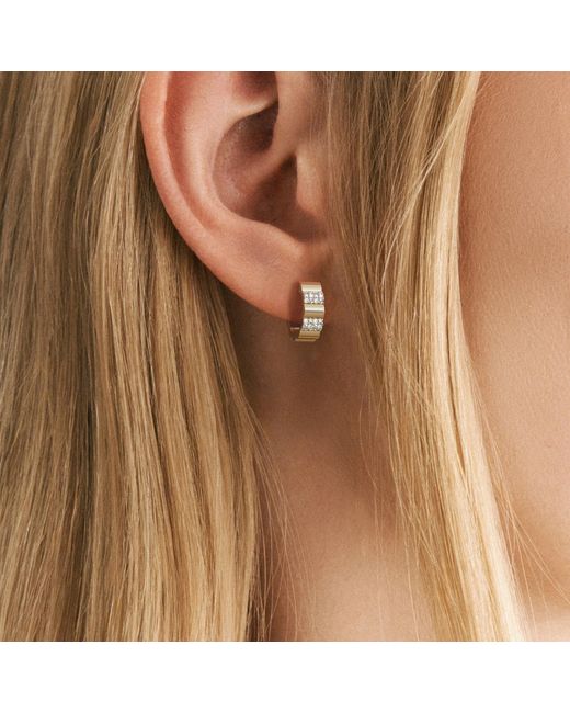 The Diamond Store Metallic Contour 0.18Ct Lab Diamond Huggie Earrings