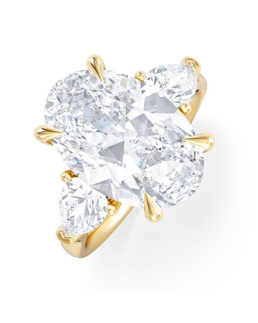 The Diamond Store Blue Adore 6.00Ct Oval Cut Lab Diamond 3 Stone Engagement Ring