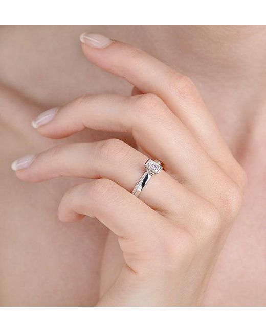 The Diamond Store Metallic 0.57Ct Ideal Prince Cut Diamond And 18K H/Si Ring