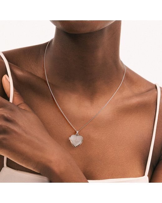 The Diamond Store Metallic Keepsake 0.06Ct Lab Diamond Heart Locket Pendant Necklace
