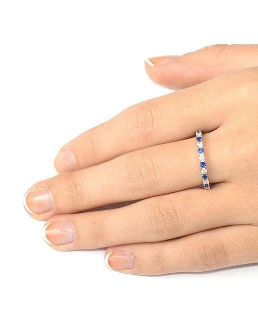 The Diamond Store Blue Sapphire 0.90Ct And H/Si Diamond Eternity Ring