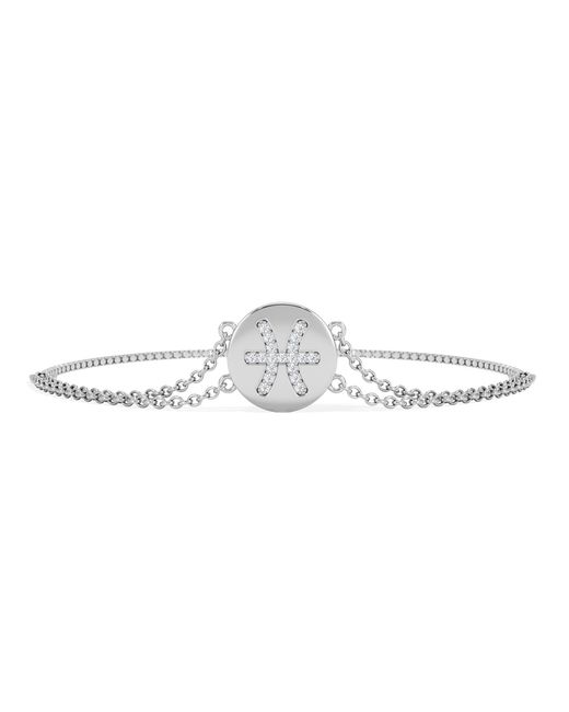 The Diamond Store White Astrology Pisces 0.07Ct Lab Grown Diamond Adjustable Medallion Bracelet Sterling