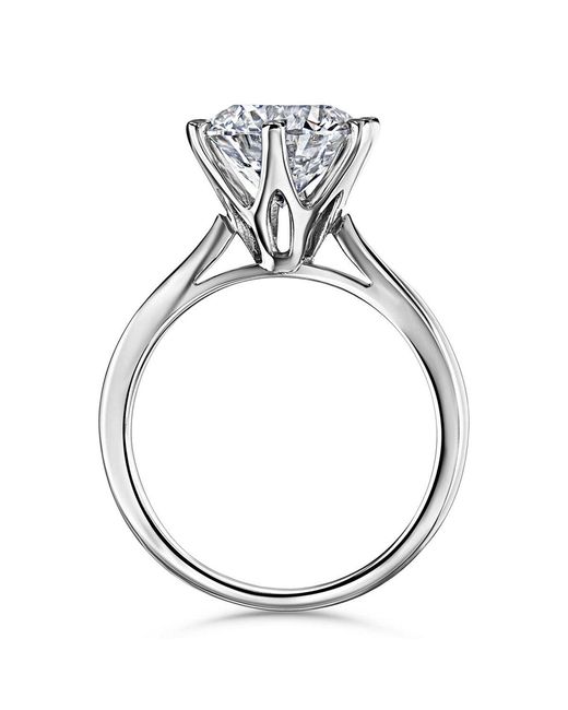The Diamond Store White Low Set Chloe 3.00Ct Lab Diamond Round Cut Engagement Ring