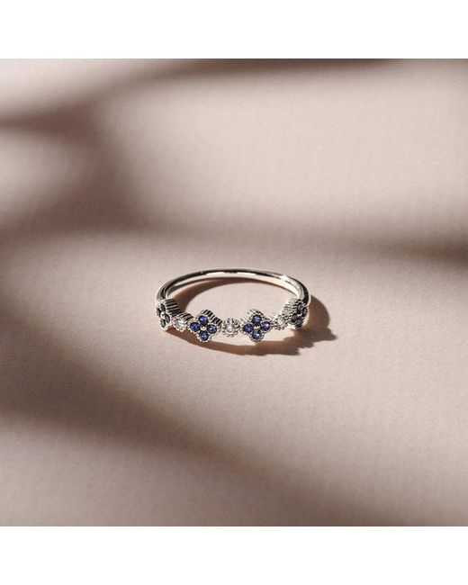 The Diamond Store Blue Alegria 0.25Ct Lab Sapphire 4 Clover Ring