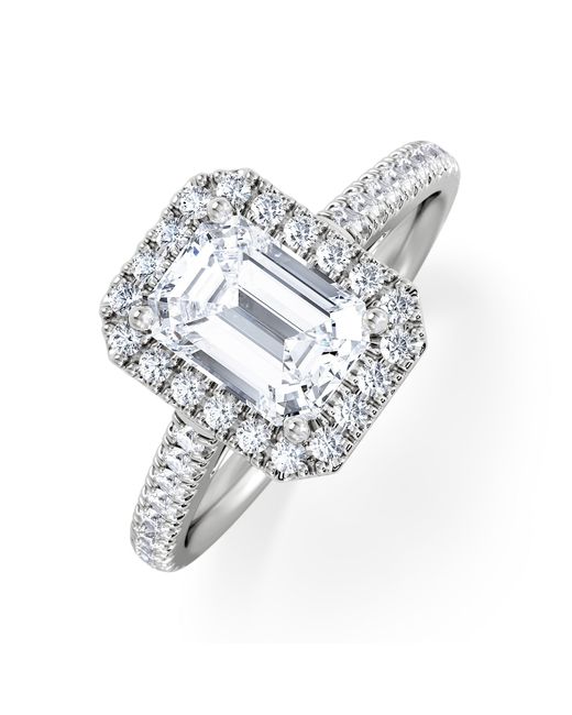 The Diamond Store White Annabelle Lab Diamond Halo Engagement Ring 18K 2.15Ct F/Vs1