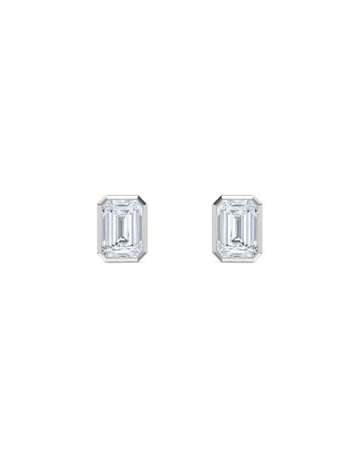 The Diamond Store Metallic Bezel Set 2.00Ct Emerald Cut Lab Diamond Stud Earrings