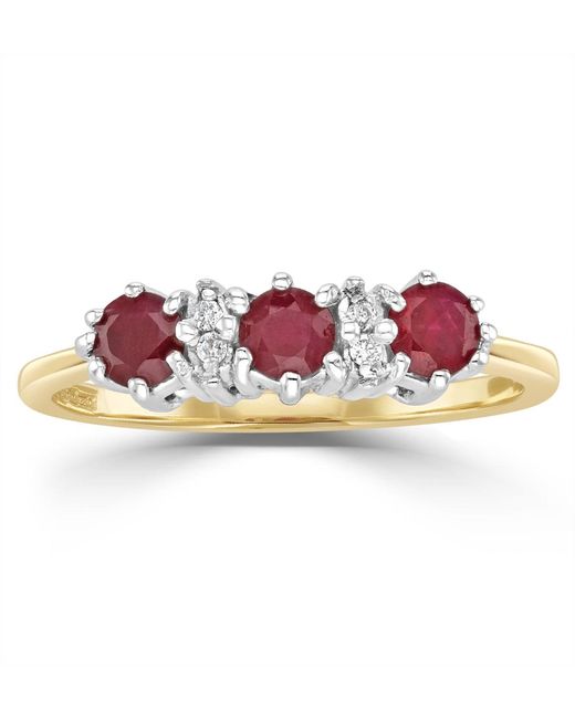 The Diamond Store Metallic Ruby 0.58Ct And Diamond 9K Ring A3399