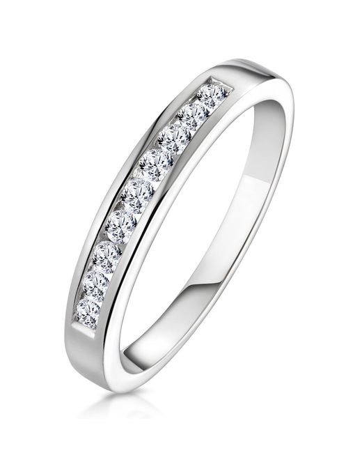 The Diamond Store Metallic Rae Half Eternity Ring Channel Set 0.25Ct Diamond 9K