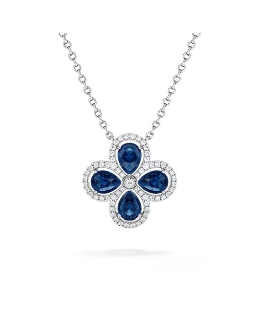 The Diamond Store Blue Bloom 3.40Ct Lab Sapphire And Lab Diamond Necklace