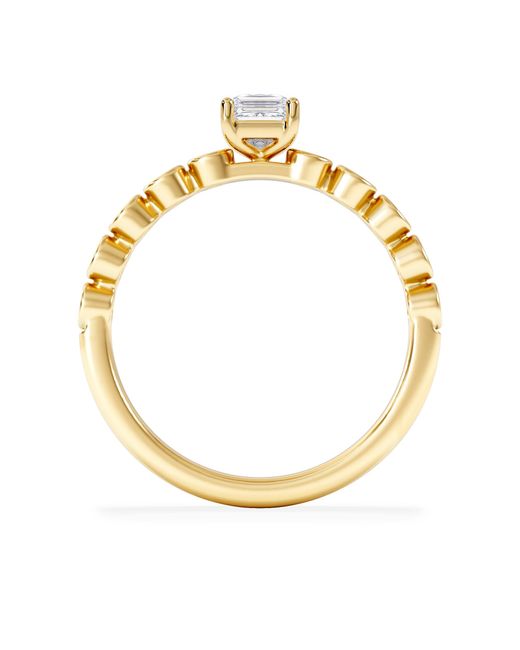 The Diamond Store Metallic Entwine 0.30Ct Princess Cut Lab Diamond Solitaire Engagement Ring With Side Stones