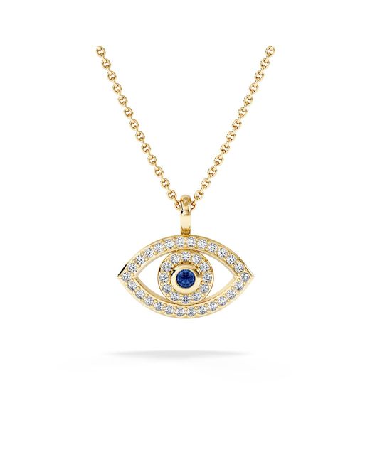The Diamond Store Metallic Evil Eye 0.21Ct Sapphire And Lab Diamond Pendant Necklace