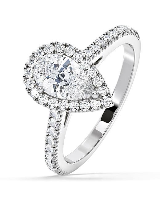 The Diamond Store White Diana Gia Diamond Pear Halo Engagement Ring 1.60Ct G/Si1
