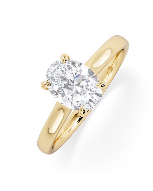 The Diamond Store Metallic Amora Oval 1.00Ct Hidden Halo Diamond Engagement Ring G/Vs1 Set