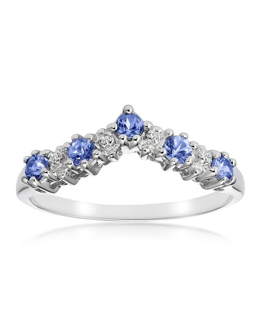 The Diamond Store Blue Diamond And Tanzanite 0.35Ct Wishbone Ring