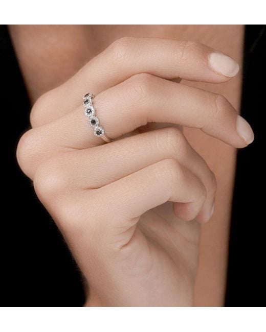 The Diamond Store Blue Sapphire And Halo Diamond Stellato Eternity Ring