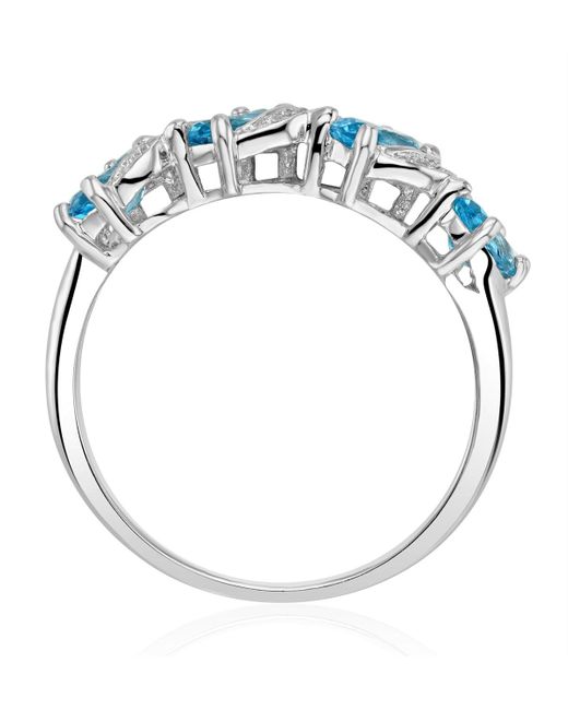 The Diamond Store Blue Topaz 0.98Ct And Diamond 9K Ring