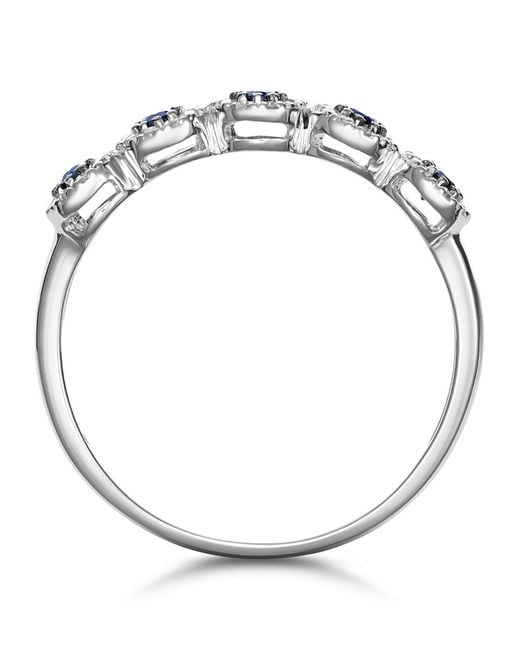 The Diamond Store Blue Sapphire And Halo Diamond Stellato Eternity Ring