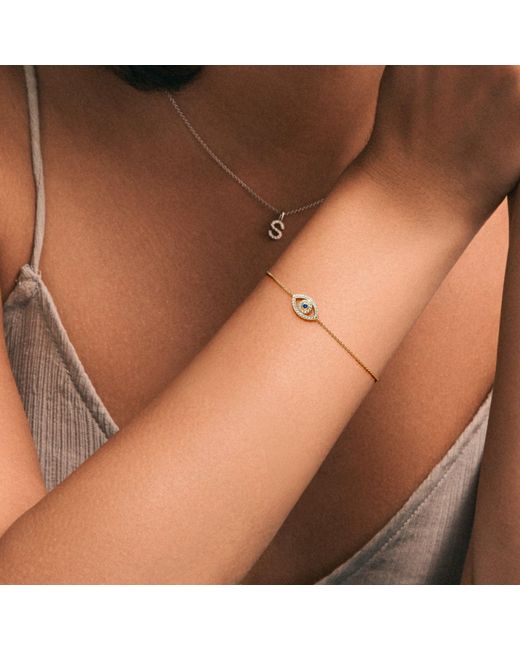 The Diamond Store Metallic Evil Eye 0.21Ct Sapphire Lab Diamond Adjustable Bracelet