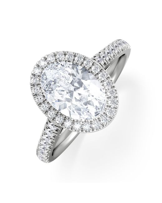 The Diamond Store White Georgina Lab Oval Diamond Halo Engagement Ring 2.05Ct F/Vs1