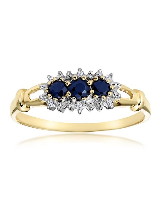 The Diamond Store Blue Sapphire 0.34Ct And Diamond 9K Ring